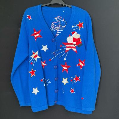 Patriotic Santa Christmas Cardigan 