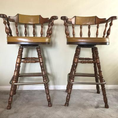 Vintage Mid-Century Old English Pub Style Bar Stools