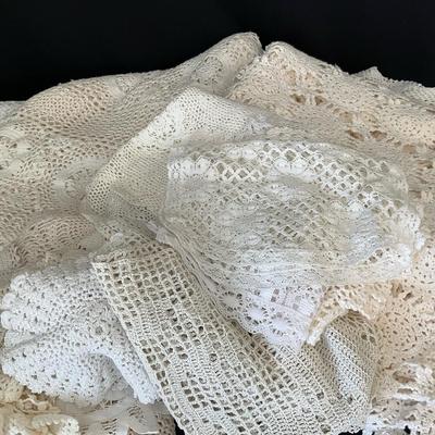 White Crocheted Table Linens & Doilies 