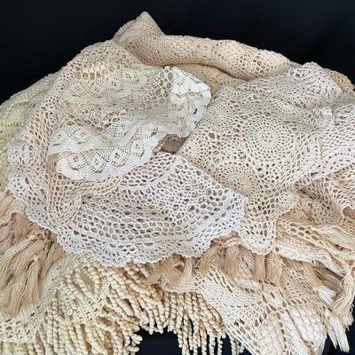 Ecru Crocheted Table Linens & Doilies 
