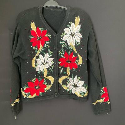Poinsettia Christmas Cardigan 