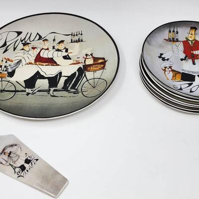 Certified International Cake Plate, Server And 7 Matching Plates