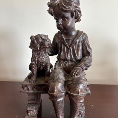 Boy & Dog Bronze Sculpture