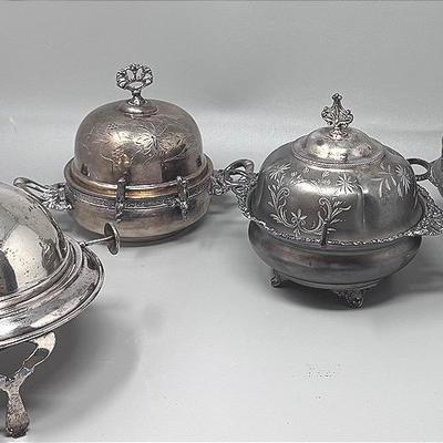 Antique Silverplate Butter Dishes