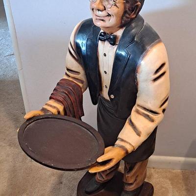 3 Ft. Butler With Tray Decor Statue