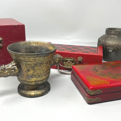 Chinese Boxes & Metal Holders 