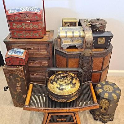 Asian-Style Storage, including Cabinet, Boxes, and Containers