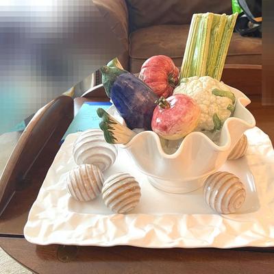 Ceramic Tray, Bowl, Vegetable  And Ceramic Balls