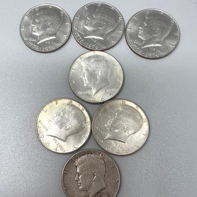 Kennedy 1/2 Dollars From 1964 To Bicentennial 