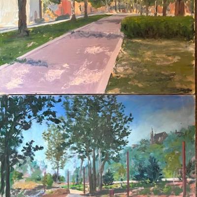 Pair of Larry Griggs Acrylic Pathscapes, One Sawyer Point, Unsigned 