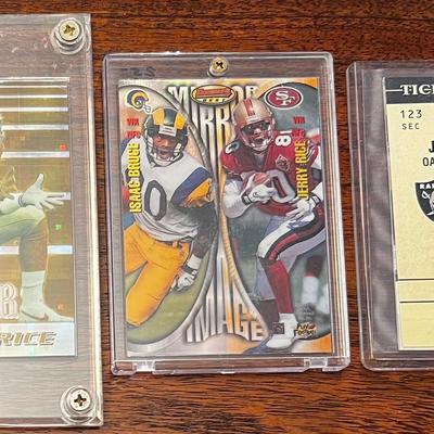 3 Collectible Jerry Rice Football Cards, Jersey