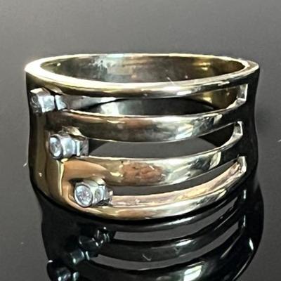 14K Yellow Gold 3 Diamond Slider Ring