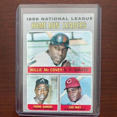 1970 Topps Baseball Card. Home Run Leaders. Hank Aaron, Willie McCovey, Lee May