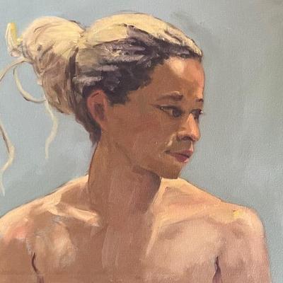 Larry Griggs Acrylic Woman’s Portrait, Unsigned 