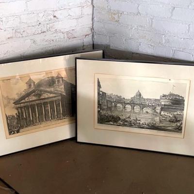 Two Vintage Framed Piranesi Prints