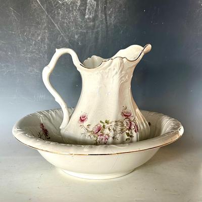 Victorian Ceramic Pitcher and Basin in the "Biltmore" Pattern
