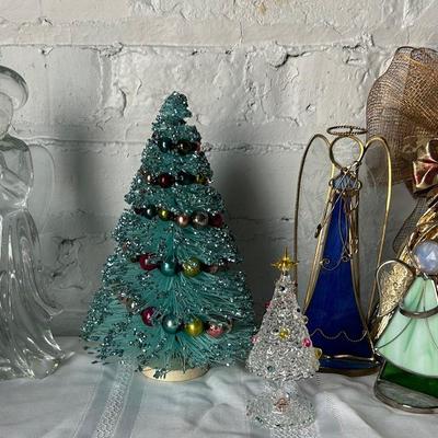 Christmas Decor with Mold Blown Glass Angels, Stained Glass Angels and More