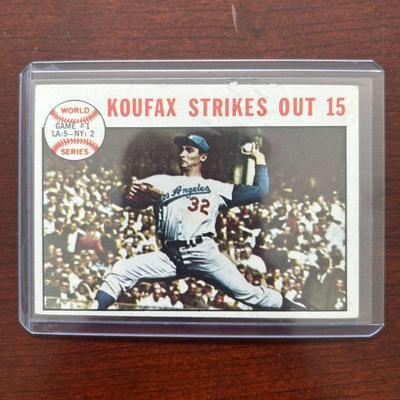 1964 Topps Baseball Card. Sandy Koufax. Koufax Strikes Out 15 #136