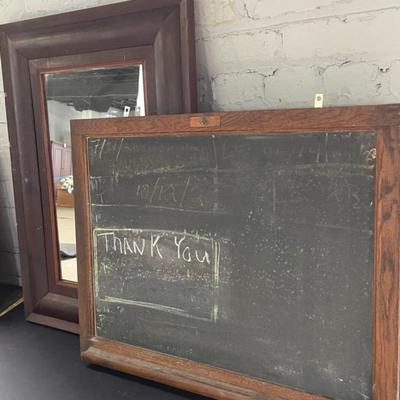 Vintage Mirror And Oak Chalkboard 