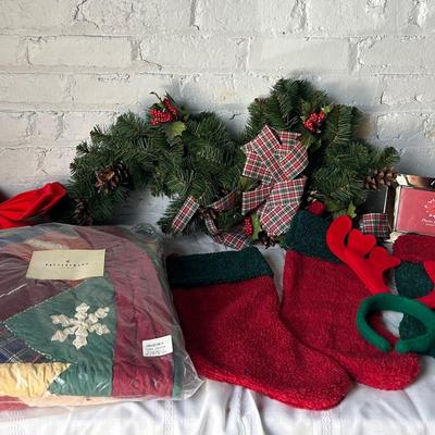 Christmas Decor with Handmade Pottery Barn Tree Skirt and More