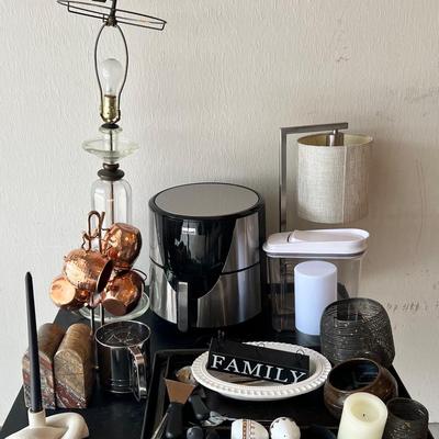 Collection Of Household Goods, Air Fryer, Marble Bookends, More