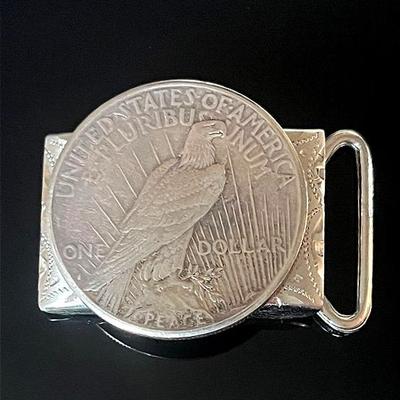 Sterling Silver Peace Dollar Belt Buckle