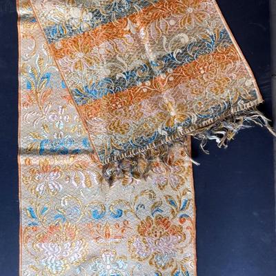 Italian Silk Metallic Thread Table Scarf