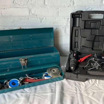 Plumber's Tools with Toolbox, Wrenches and a Craftsman Battery Driver with Case and Charger