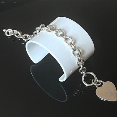 Sterling Silver .925 Heart Charm Link Bracelet 