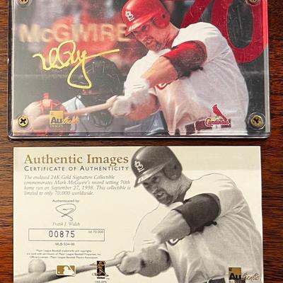Collectible Autographed Mark McGuire Baseball Card