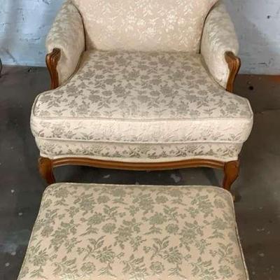 Vintage Queen Anne Style Chair and Ottoman