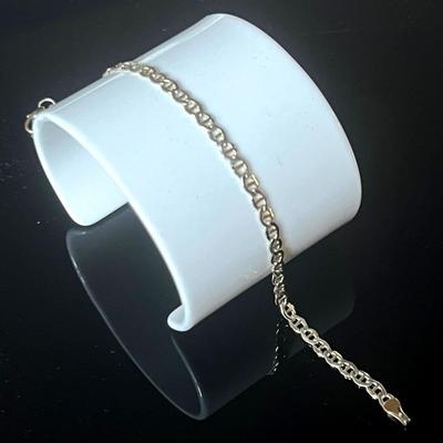 Sterling Silver .925 1/13 14K Gold Filled Concave Anchor Bracelet 