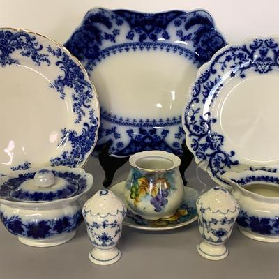 Antique Flow Blue China With Lefton China And Royal Copenhagen