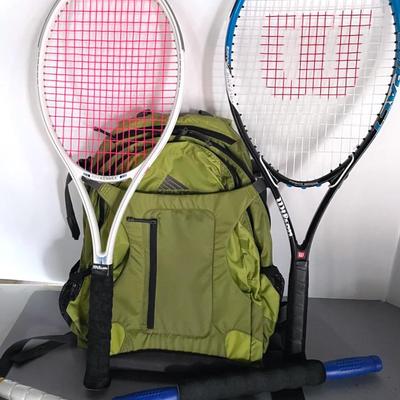 Kelty Backpack With Tennis Racquets And Exercise Rollers
