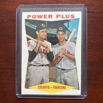 1960 Topps Baseball Card. Power Plus Rocky Colavito and Tito Francona #260
