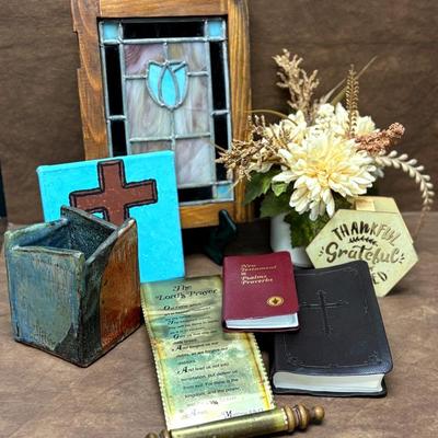 The Lords Prayer, Stained Glass, Silk arrangement, and More 
