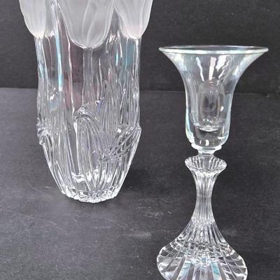 Crystal Tulip Vase and Crystal Candle Holder