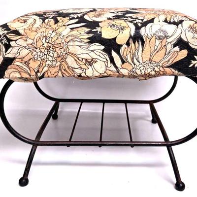 Mid-Century Modern Black Iron Footstool/Ottoman