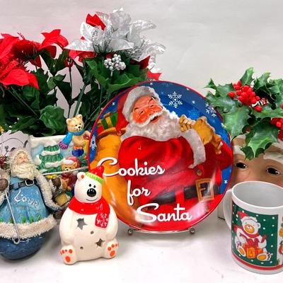 Vintage Holiday Cat Planter & Christmas Items