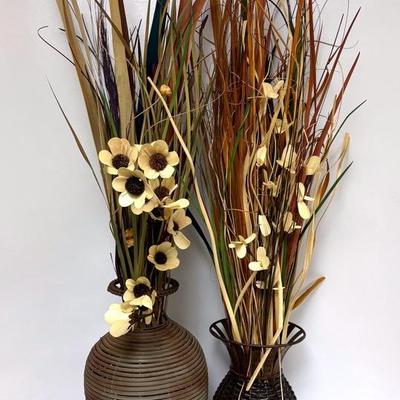 Large Wicker Vases with Arrangements