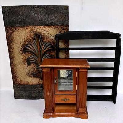Vintage Wood Jewelry Box, Spice Rack, and Wall Decor 