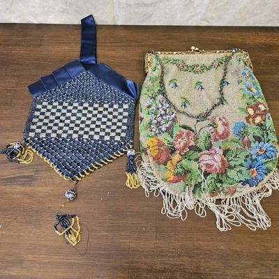 Two Vintage Or Antique Micro Bead Handbags