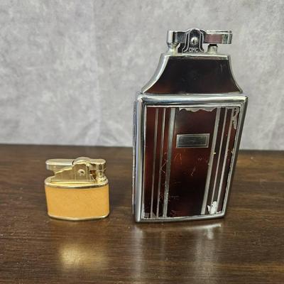 Two Vintage Lighters One With Cigarette Case