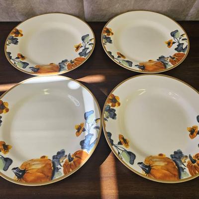 Four Piece Ciroa "Pumpkins" Fine China Plates Set