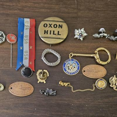 Vintage Pins Buttons & Stamped Pennies