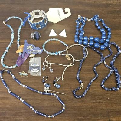 Blue Jewelry Necklace Earrings Bracelets
