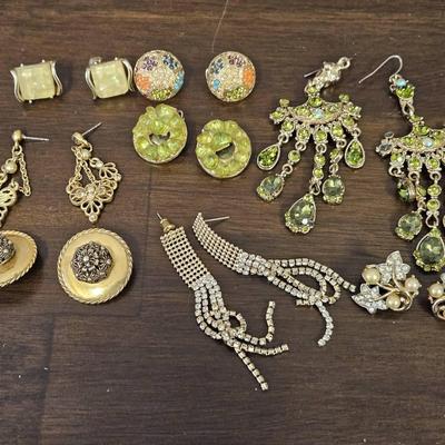 8 Pairs Of Gold Tone Earrings Some Signed 