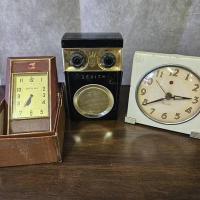 Vintage Clocks And Zenith Handheld Radio