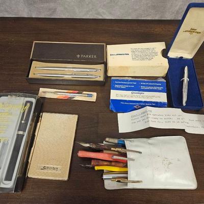 Large Assortment Of Vintage Pens Including Parker And Space Pen