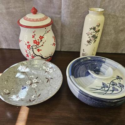 Floral Themed Pottery And Vases